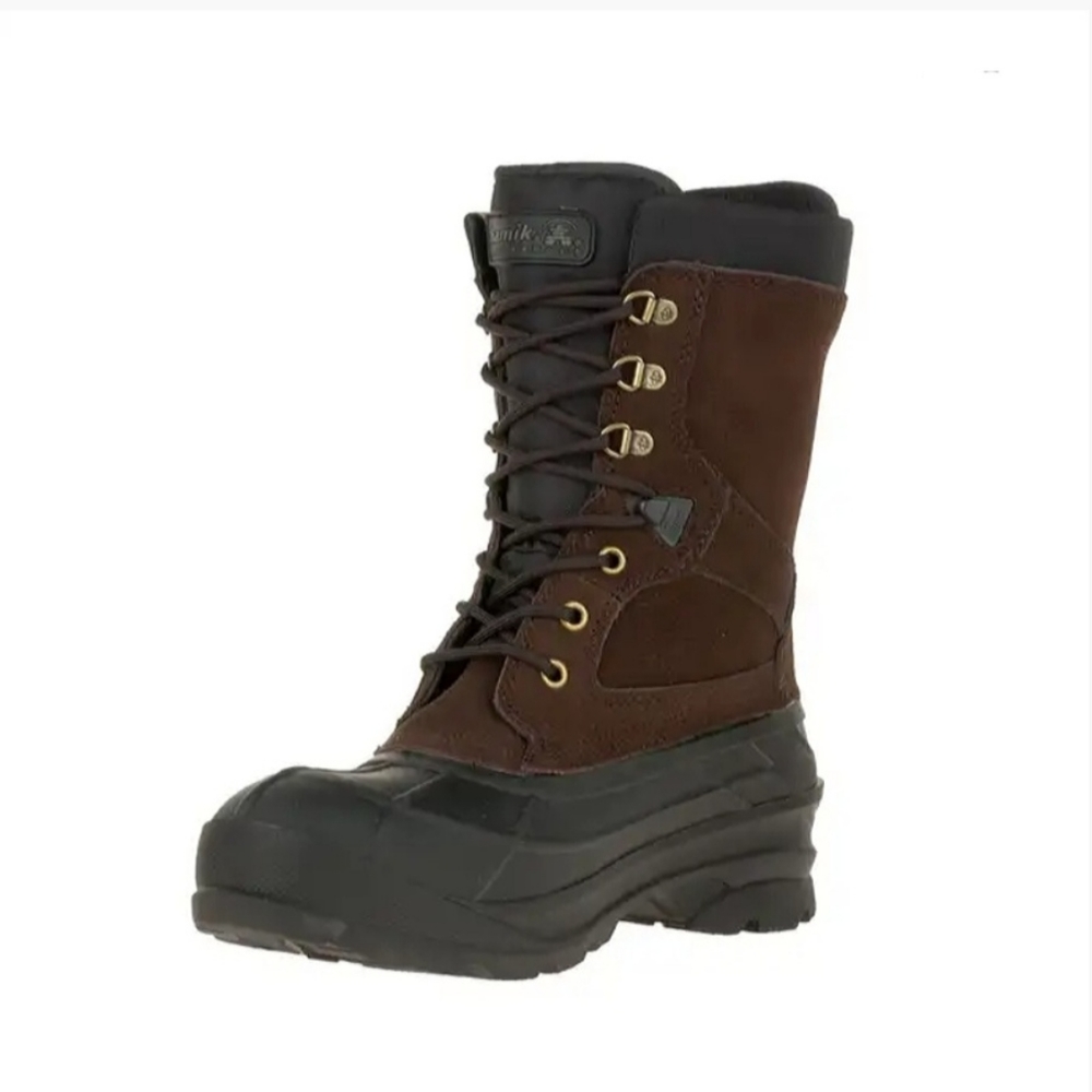 Kamik Men's Nationplus Snow Boot Dark Brown Lace Up Fur Lined Insulated Boots